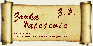 Zorka Matejević vizit kartica